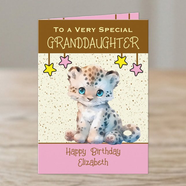 Speciell sondotter leopardbarn brun födelsedag kort (Skapare uppladdad)