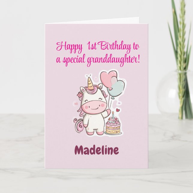 Speciell sondotter, personlig 1-årsdag  kort (Framsida)
