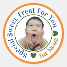 Speciell söt godsak för dig Foto Namn Apelsin Runt Klistermärke