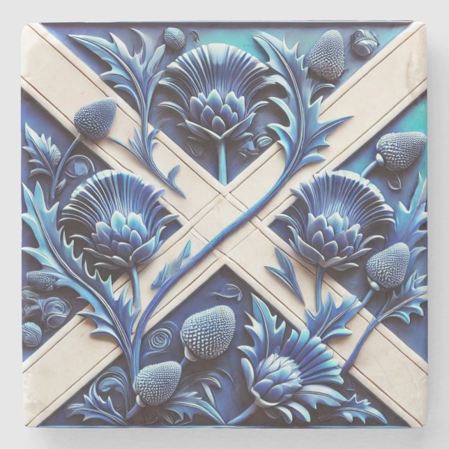 Speciell sten underlägg med Scottish Thistles (Framsidan)