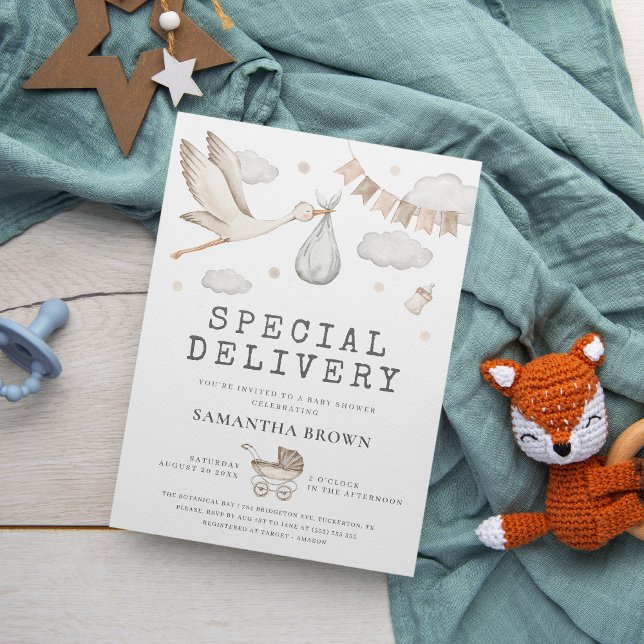Speciell Stork Baby Shower för Leverans Inbjudningar (Skapare uppladdad)