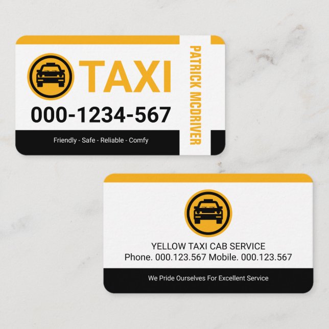 Speciell Taxigränser Cab Service Visitkort (Fram/baksida)