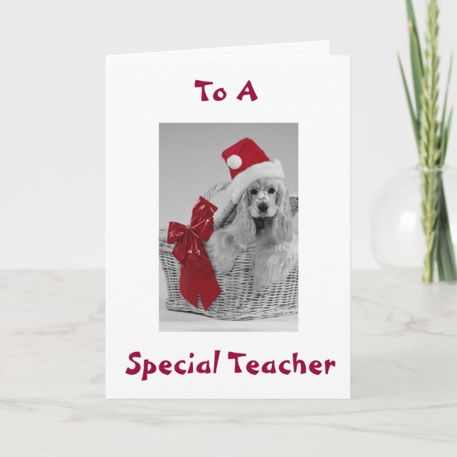 SPECIELL TEACHER FÅR SPANIEL ÖNSKEMÅL I CHRISTMAS HELGKORT (Framsida)