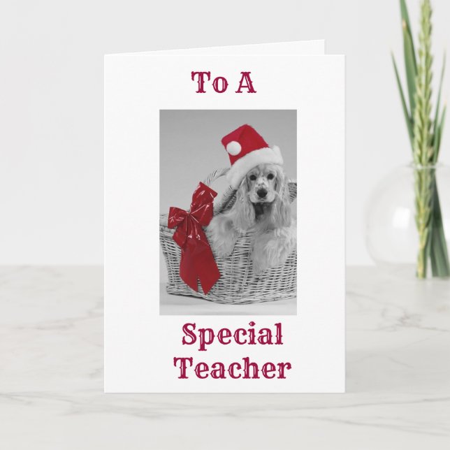 SPECIELL TEACHER FÅR SPANIEL ÖNSKEMÅL I CHRISTMAS HELGKORT (Framsida)