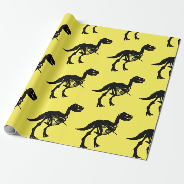 Speciell unik dinosauriskelettomslutning papper presentpapper (Utrullad)