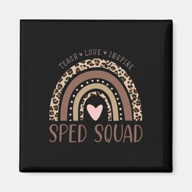 Speciell utbildning Sped Sped Squad Leopard Regnbå Magnet (Framsidan)