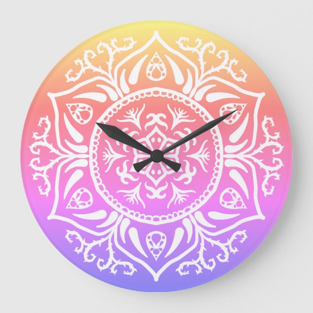 Speciell utgåva Rosenn Mandala Stor Klocka (Framsida)