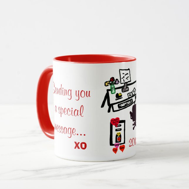 Speciell Valentine Kärlek Hearts Office Desk Mugg (Framsida vänster)