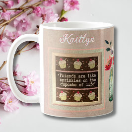 Speciell vän personligt meddelande blomsterbukett kaffemugg