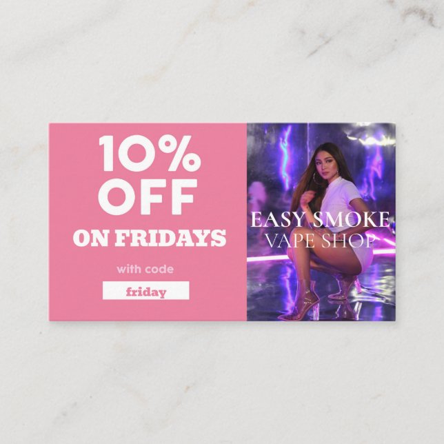 Speciell Vape Shop för Fredag-rabatteringskod Visitkort (Framsida)