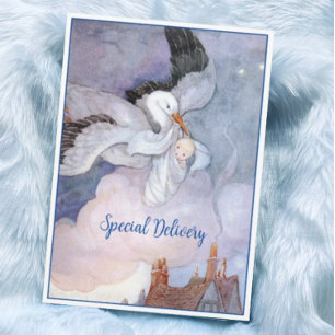 Speciell vintage Stork Baby Shower Inbjudningar