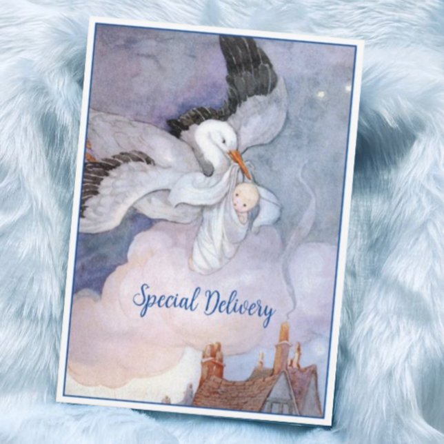 Speciell vintage Stork Baby Shower Inbjudningar (Skapare uppladdad)