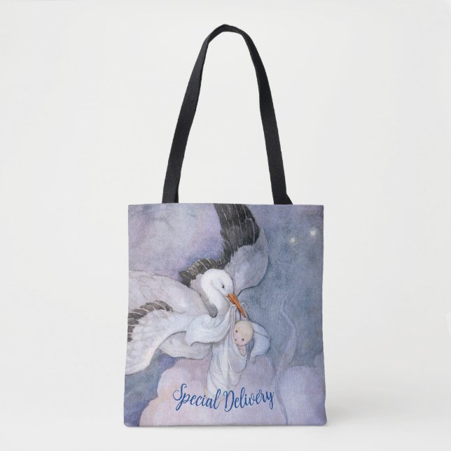 Speciell vintage Stork Baby Shower Tygkasse (Framsida)