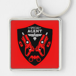 Speciella Agent Kid Fyrkantig Silverfärgad Nyckelring