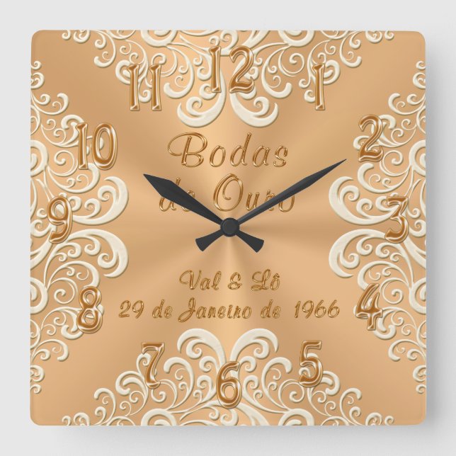 Speciella beställningar 50-årsjubileum fyrkantig klocka (Framsida)