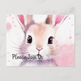 Speciella dagen för fluffy rosa bunny inbjudan vykort