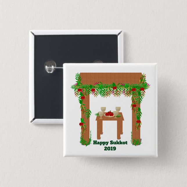 speciella dagen Lycklig Sukkot Knapp (Framsida & baksida)