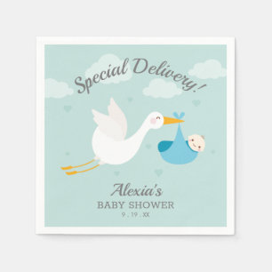 Speciella Delivery Stork Boy Shower Napkins Pappersservett