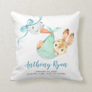 Speciella Delivery Stork Bunny Baby-födelsestattar Kudde