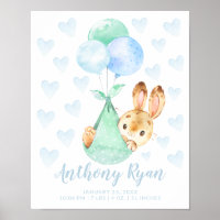 Speciella Delivery Stork Bunny Rabbit Baby Stats