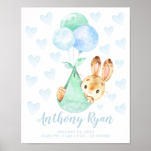 Speciella Delivery Stork Bunny Rabbit Baby Stats Poster