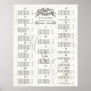 Speciella evenemangsgästdiagram i vintage bröllop poster