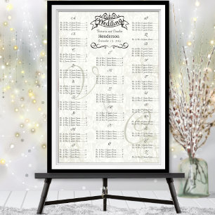 Speciella evenemangsgästdiagram i vintage bröllop poster