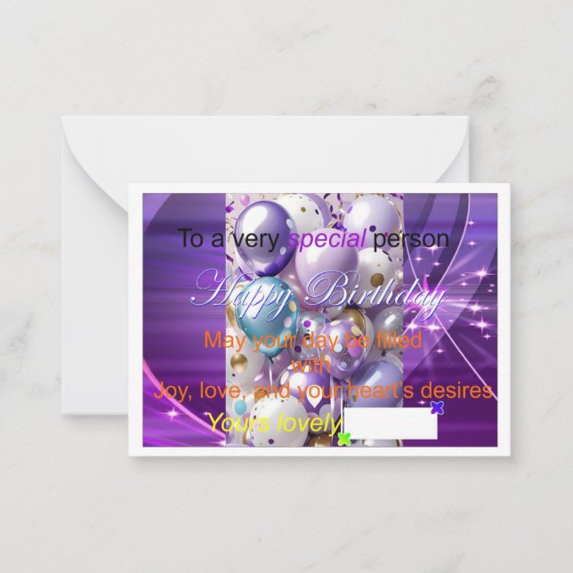 Speciella Födelsedagskort Anteckningskort (Framsida)