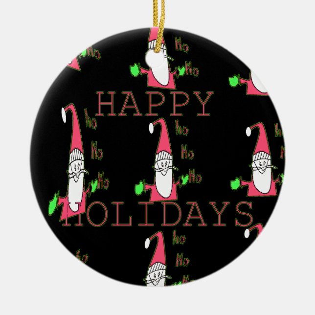 Speciella Glad helg Ho Ho Ho Bläck Sketch Santa g Julgransprydnad Keramik (Framsidan)