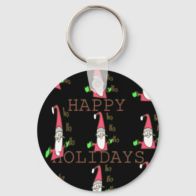 Speciella Glad helg Ho Ho Ho Bläck Sketch Santa g Nyckelring (Framsida)