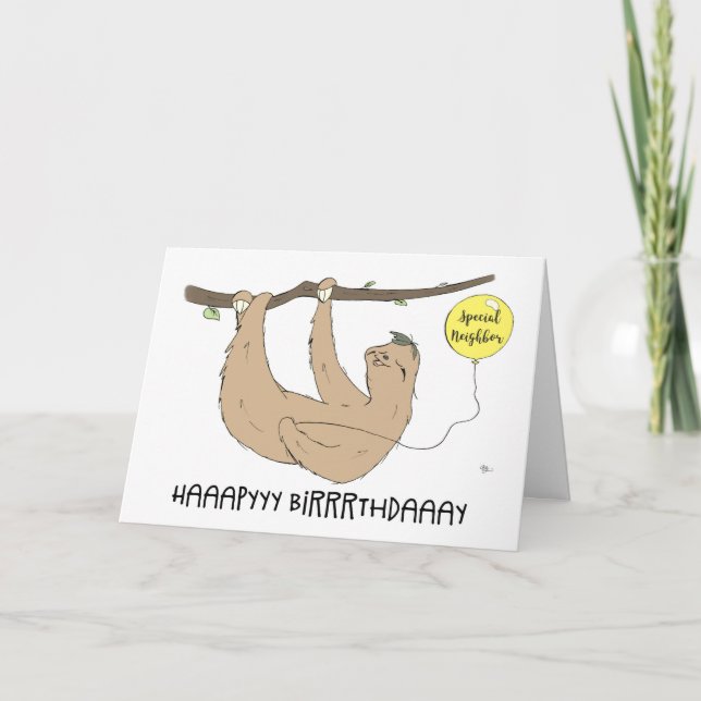 Speciella grannen grattis på födelsedagen, humoris kort (Framsida)