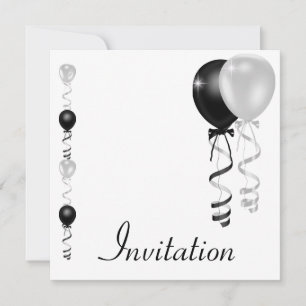 Speciella händelsen Black Silver White Balloons Inbjudningar