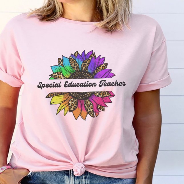 Speciella lärare Rainbow Solros T Shirt (Special Education Teacher Rainbow Sunflower T-Shirt
)