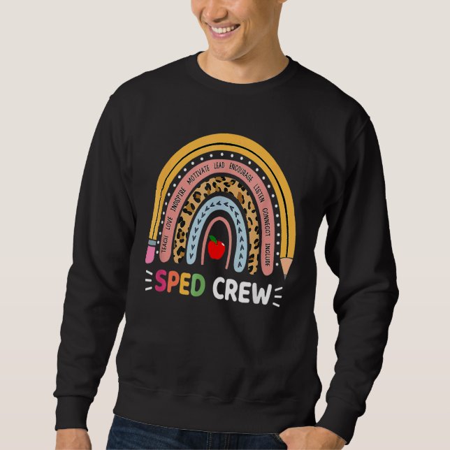 Speciella lärare Sped Crew Leopard Boho R Lång Ärmad Tröja (Framsida)