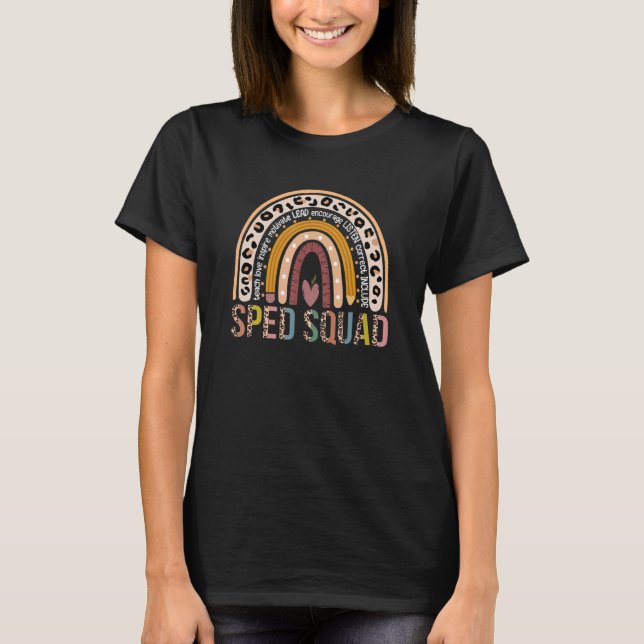 Speciella lärare Sped Leopard Boho Rainbo T Shirt (Framsida)