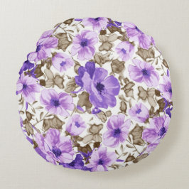 Speciella Lila blommor Rund Kudde