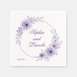 Speciella Lila Bröllop Blommigt Pappersservett