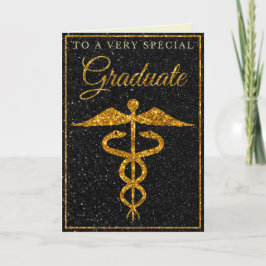Speciella medicinska kortet Student Guld Glitter Kort