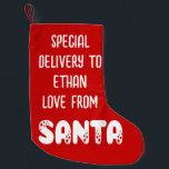 Speciella Namn från Santa White Red Liten Julstrumpa<br><div class="desc">Speciell Namn från Santa White Red. Ditt barns egen personliga lagring från tomten själv! Tomten är i ett skript med stjärnmotiv och resten av texten du kan anpassa med ditt barns namn.</div>