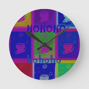 Speciella Santa HoHoho Pop Art färg Rund Klocka