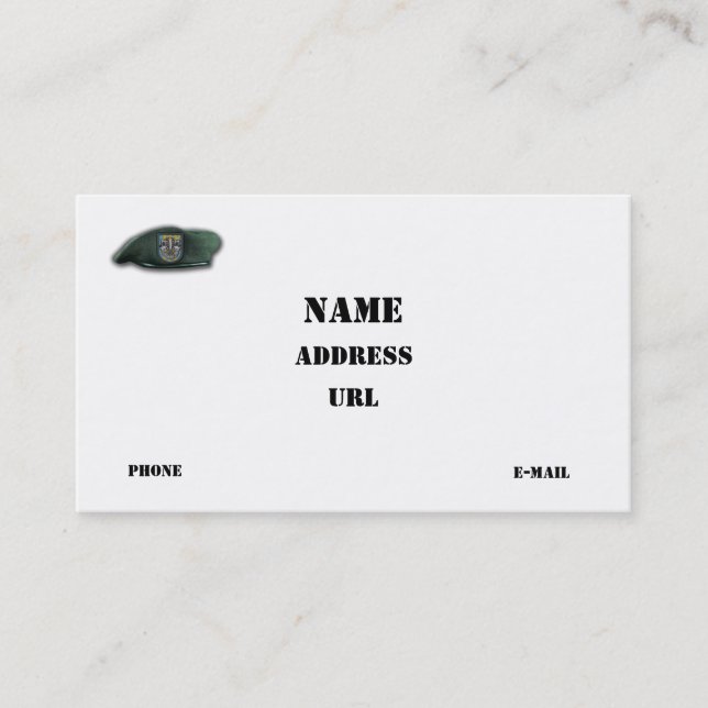 speciella styrkor från 12:e grupp SF SFG Veterans  Visitkort (Framsida)