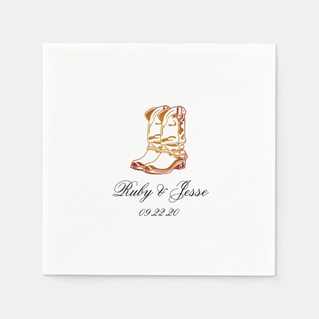 Speciella Westerna Mörken Brown Bröllop Pappersservett (Framsidan)