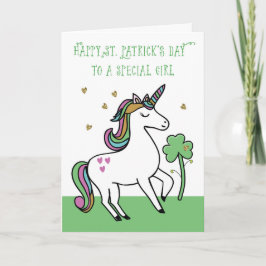 Speciellare Girl Unicorn St. Patrick's Day Önskemå Kort