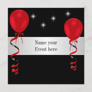 Speciellare händelse för Elegant Black Red Balloon Inbjudningar