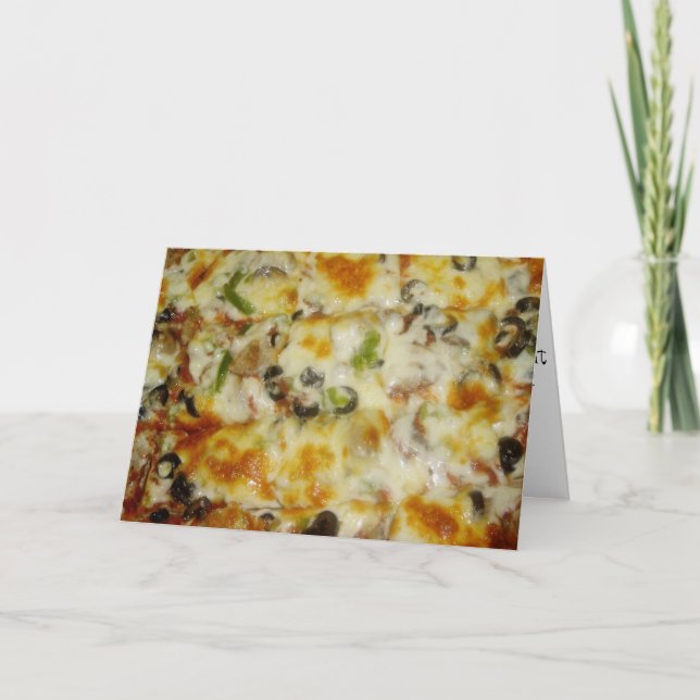 "Speciellare med Black Olives Pizza" födelsedagsko Kort (Framsida)