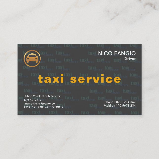 Speciellare Ord Imprint Background Taxi Service Visitkort (Framsida)