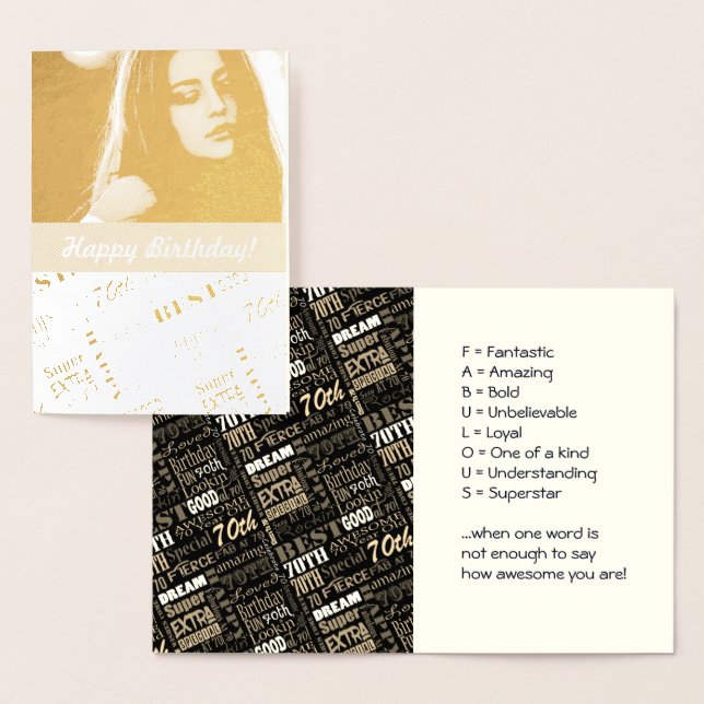 Speciellt 70:e Födelsedagsfestens fotomonogram Folierat Kort (Display)