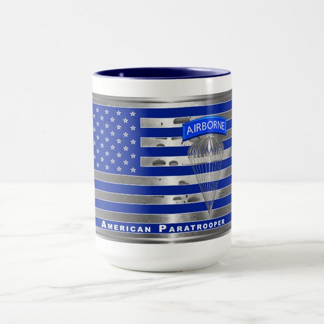 Speciellt Designad American Paratrooper Flagga Mugg (Center)