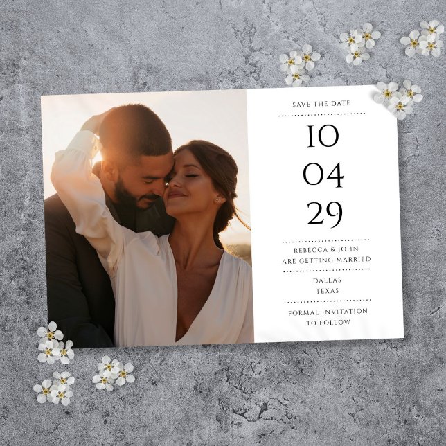 Speciellt fotosvart och vitt enkelt spara datumet (Special Date Photo Black And White Simple Save The Date)