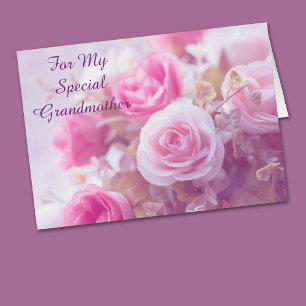 Speciellt Grandmor Rosa ros Mors dag-kort Hälsningskort